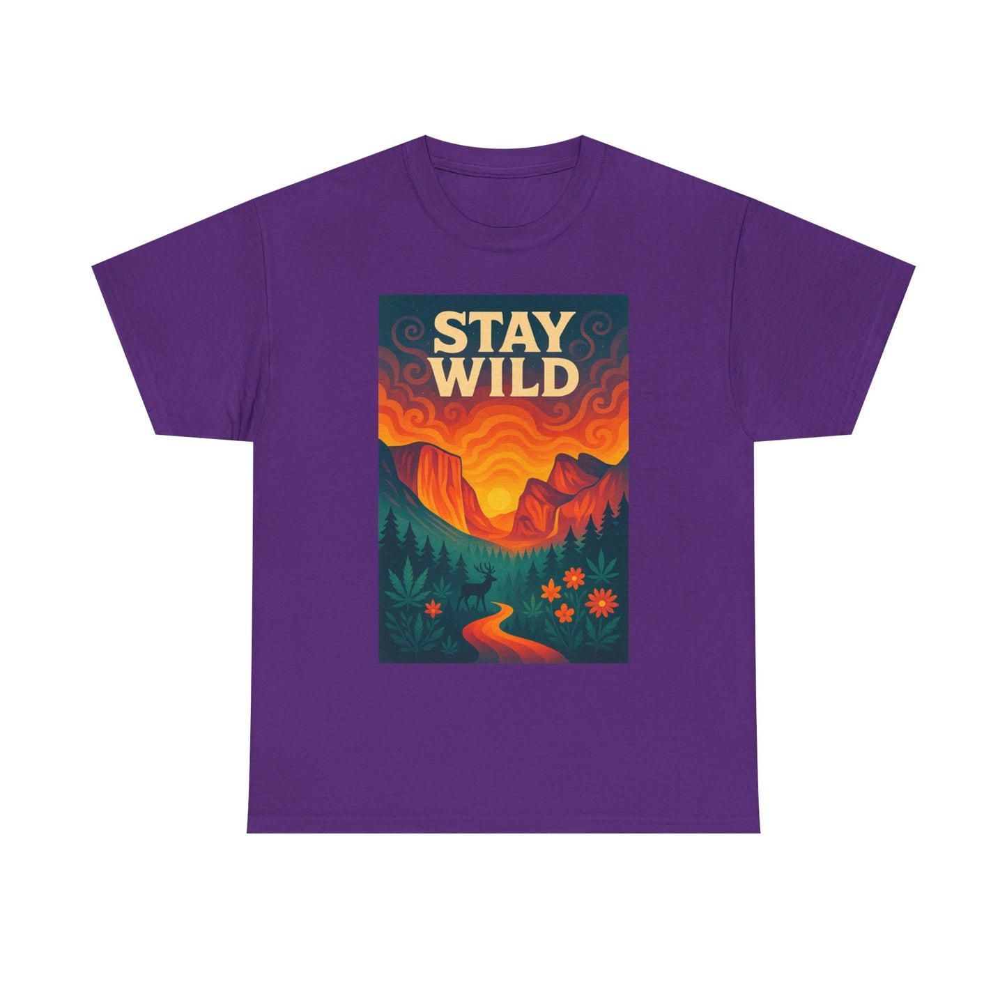 Stay Wild T-Shirt — Vintage Sunset Mountain Graphic Tee