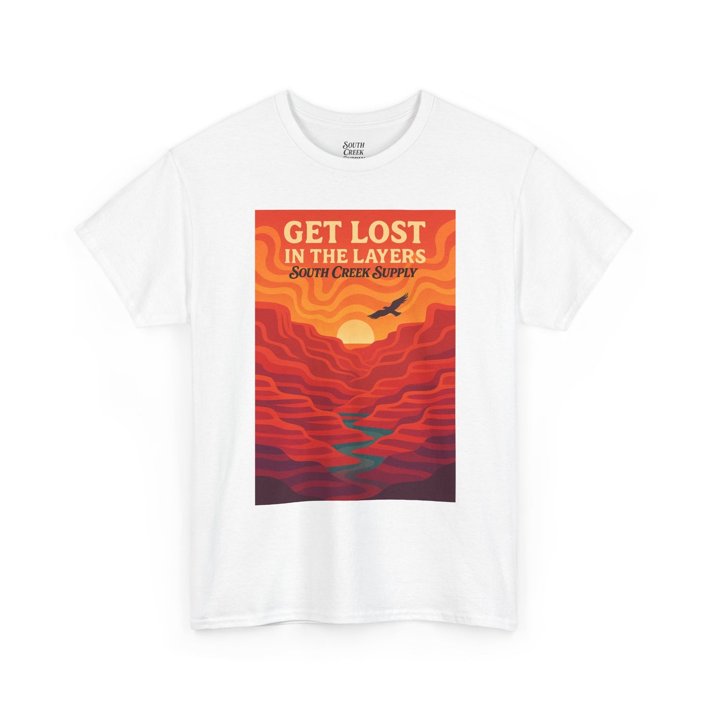 Get Lost in the Layers T-Shirt — Vintage Canyon Sunset Adventure Tee