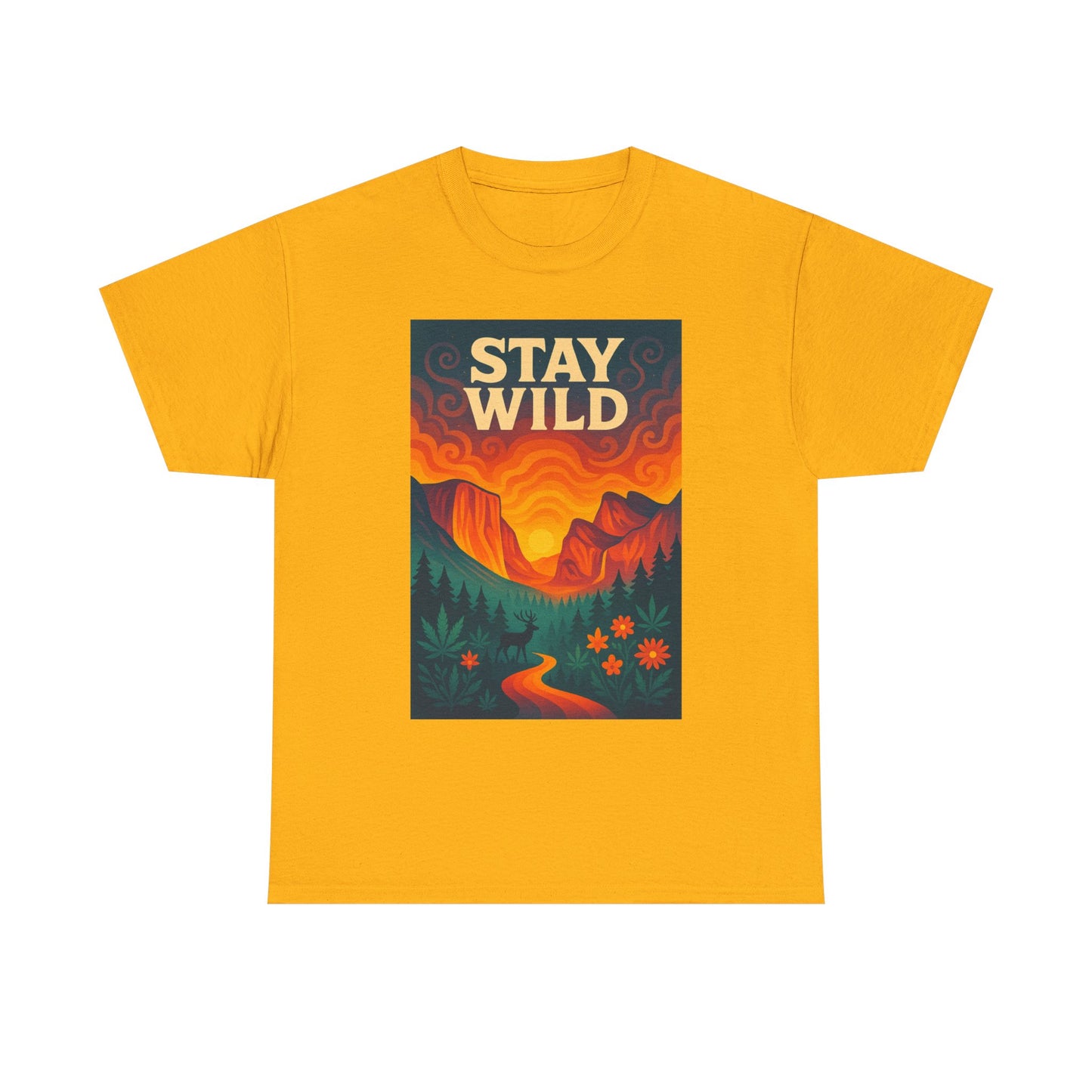 Stay Wild T-Shirt — Vintage Sunset Mountain Graphic Tee