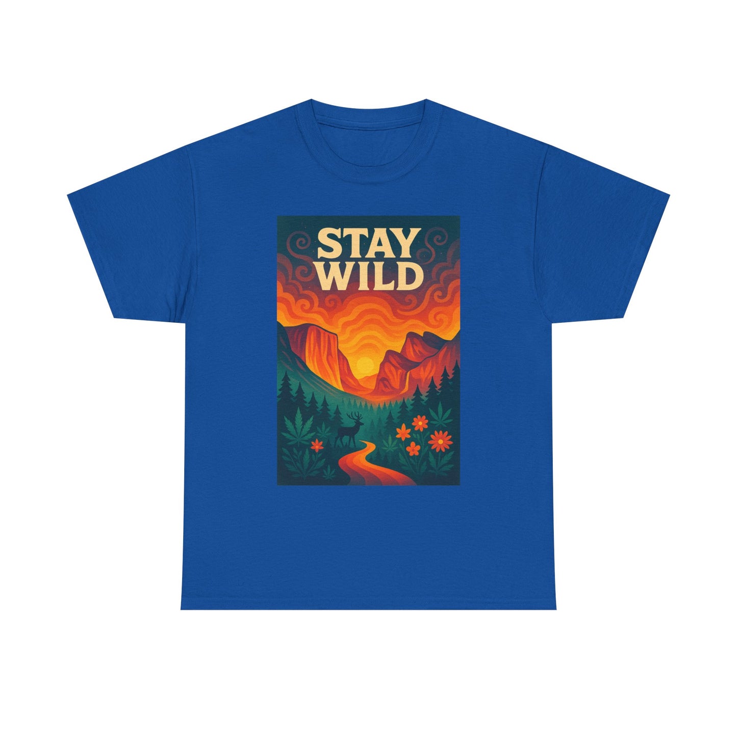 Stay Wild T-Shirt — Vintage Sunset Mountain Graphic Tee