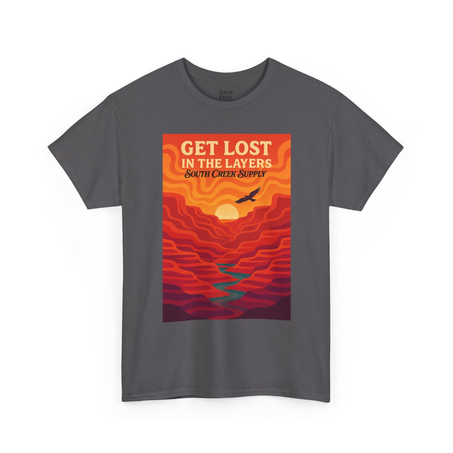 Get Lost in the Layers T-Shirt — Vintage Canyon Sunset Adventure Tee