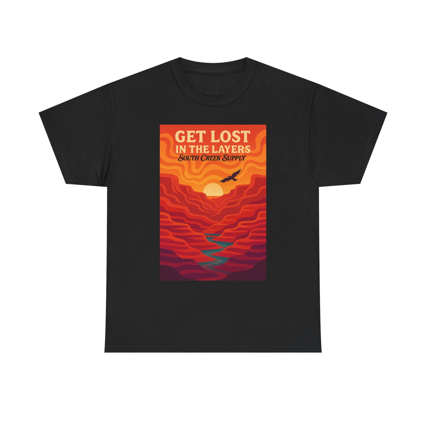 Get Lost in the Layers T-Shirt — Vintage Canyon Sunset Adventure Tee