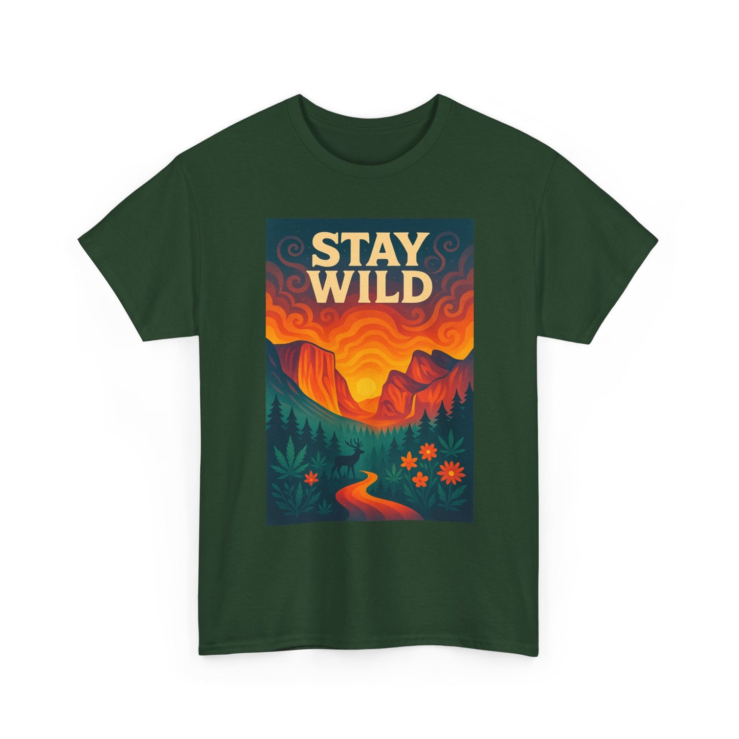 Stay Wild T-Shirt — Vintage Sunset Mountain Graphic Tee