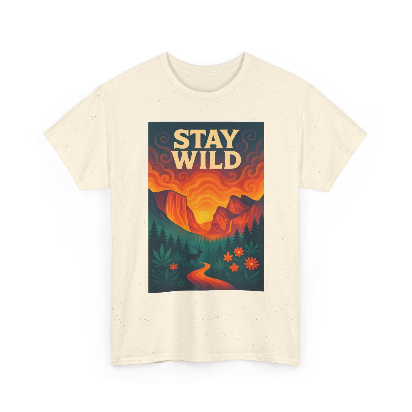 Stay Wild T-Shirt — Vintage Sunset Mountain Graphic Tee