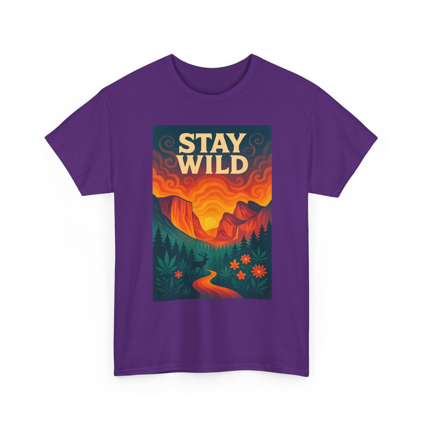Stay Wild T-Shirt — Vintage Sunset Mountain Graphic Tee
