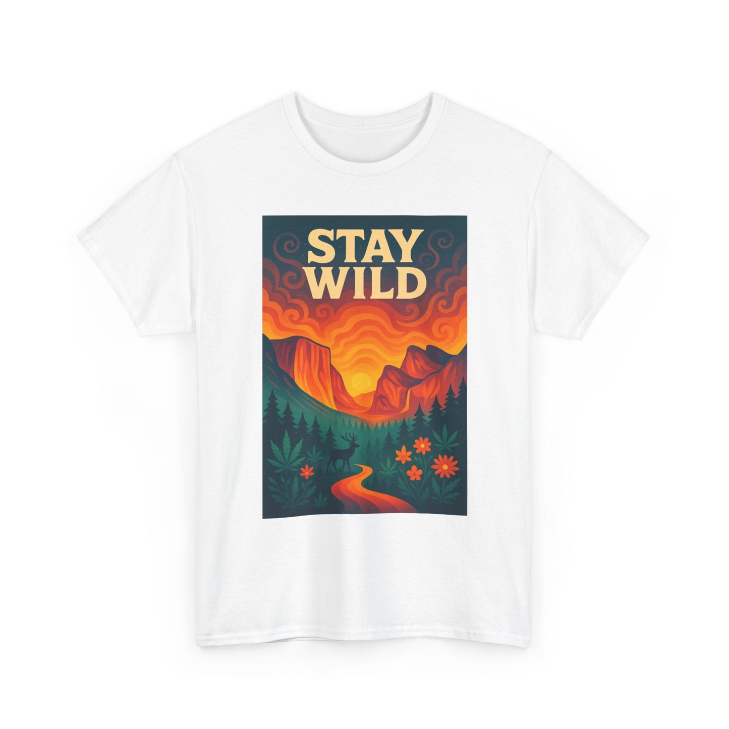 Stay Wild T-Shirt — Vintage Sunset Mountain Graphic Tee