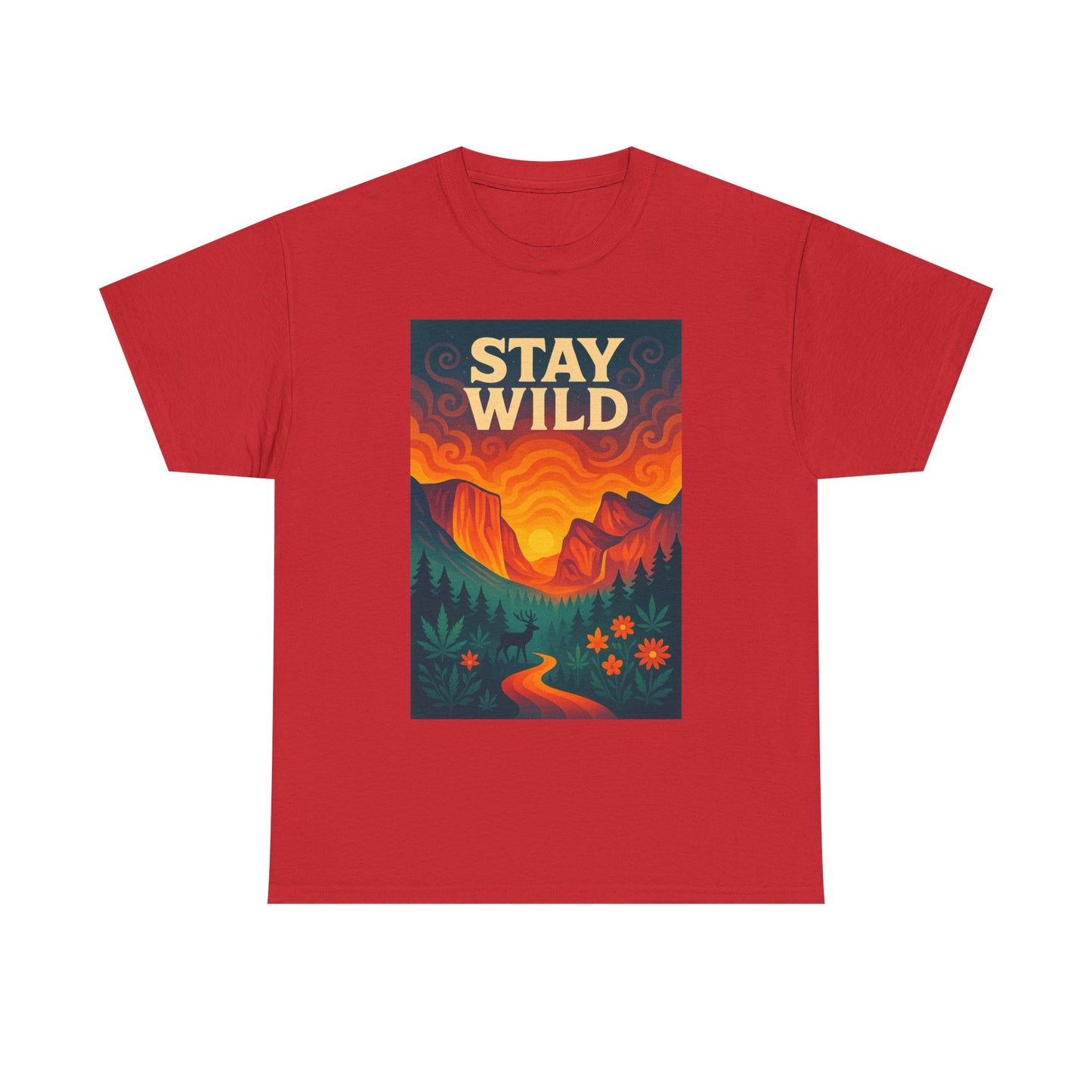 Stay Wild T-Shirt — Vintage Sunset Mountain Graphic Tee