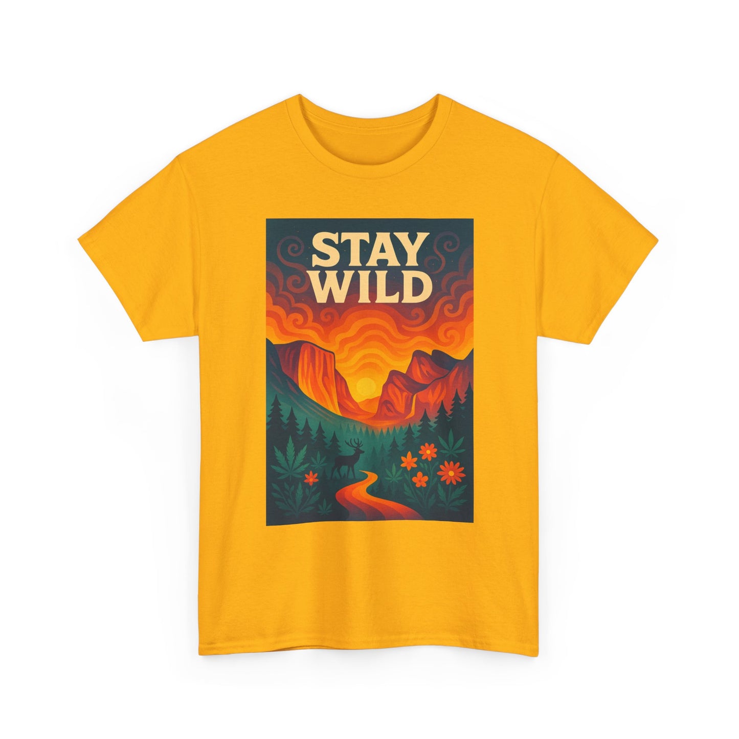 Stay Wild T-Shirt — Vintage Sunset Mountain Graphic Tee