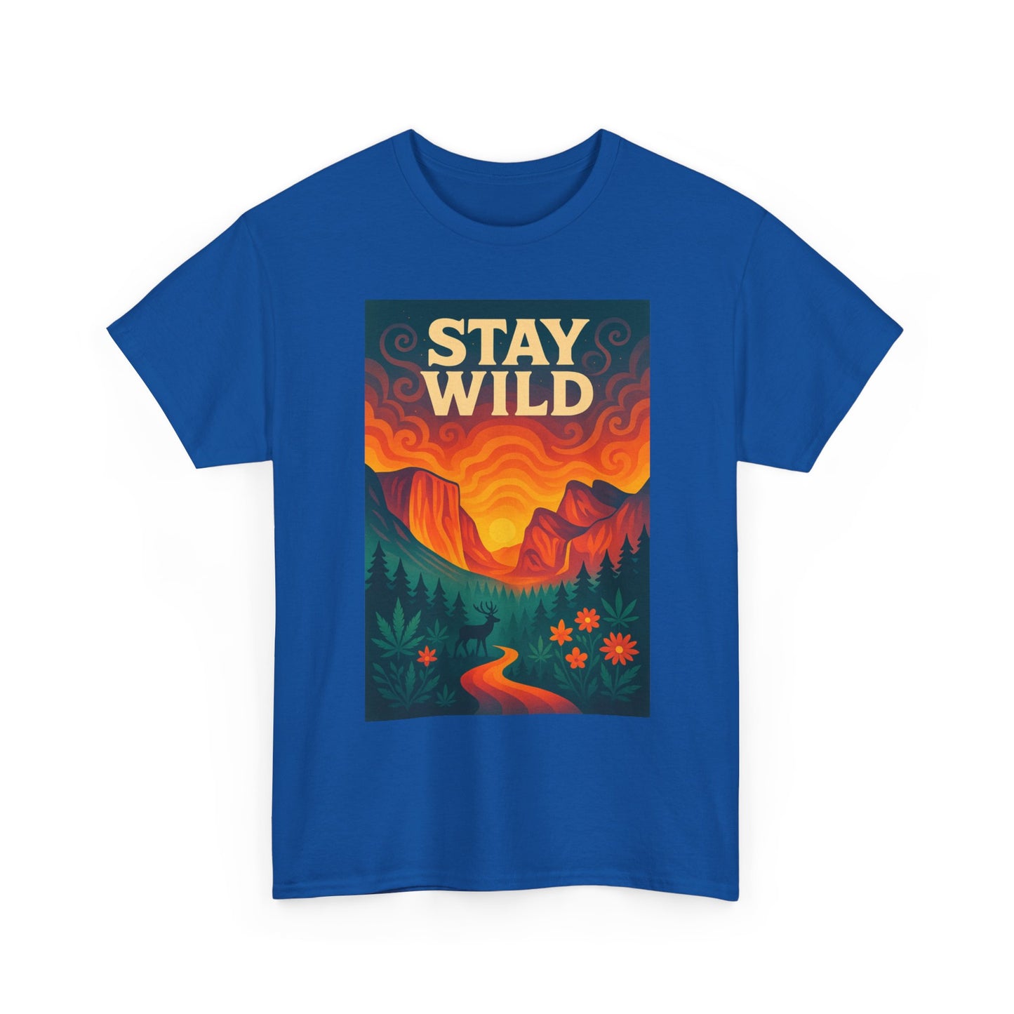 Stay Wild T-Shirt — Vintage Sunset Mountain Graphic Tee