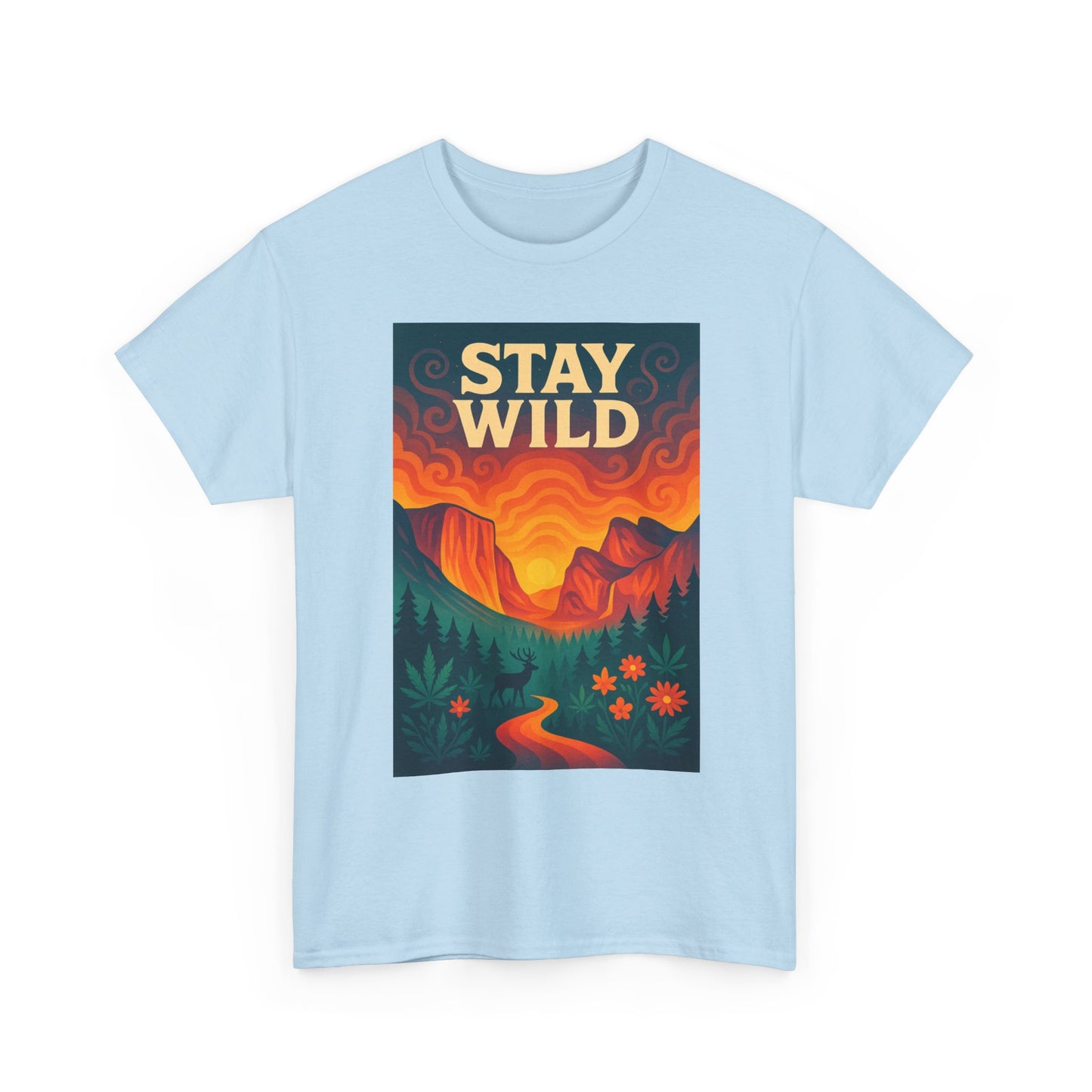 Stay Wild T-Shirt — Vintage Sunset Mountain Graphic Tee