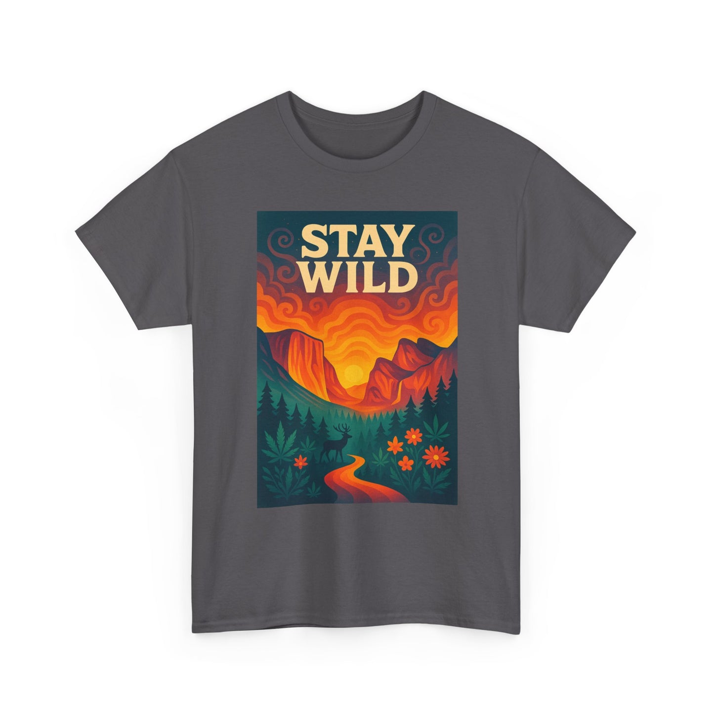 Stay Wild T-Shirt — Vintage Sunset Mountain Graphic Tee