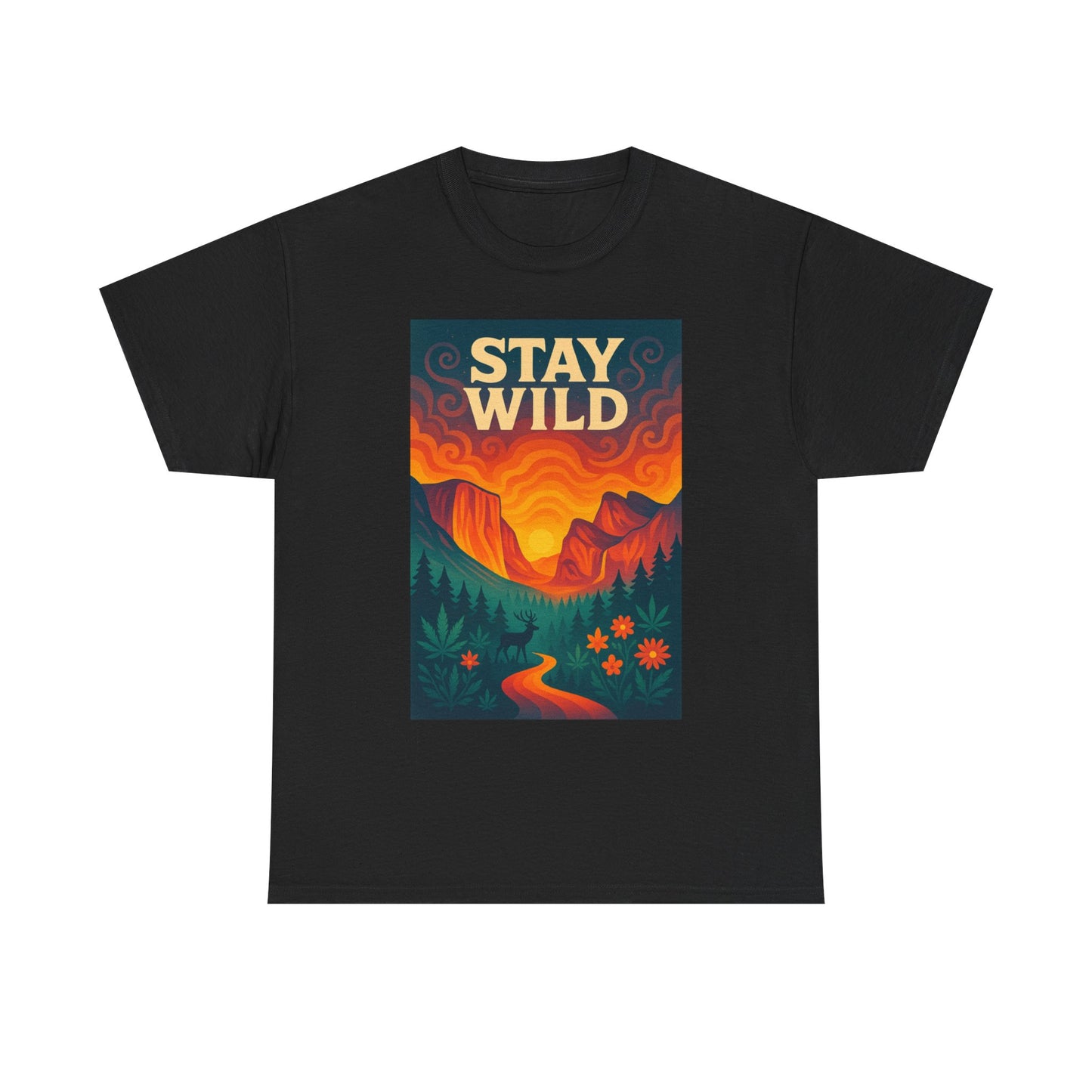 Stay Wild T-Shirt — Vintage Sunset Mountain Graphic Tee