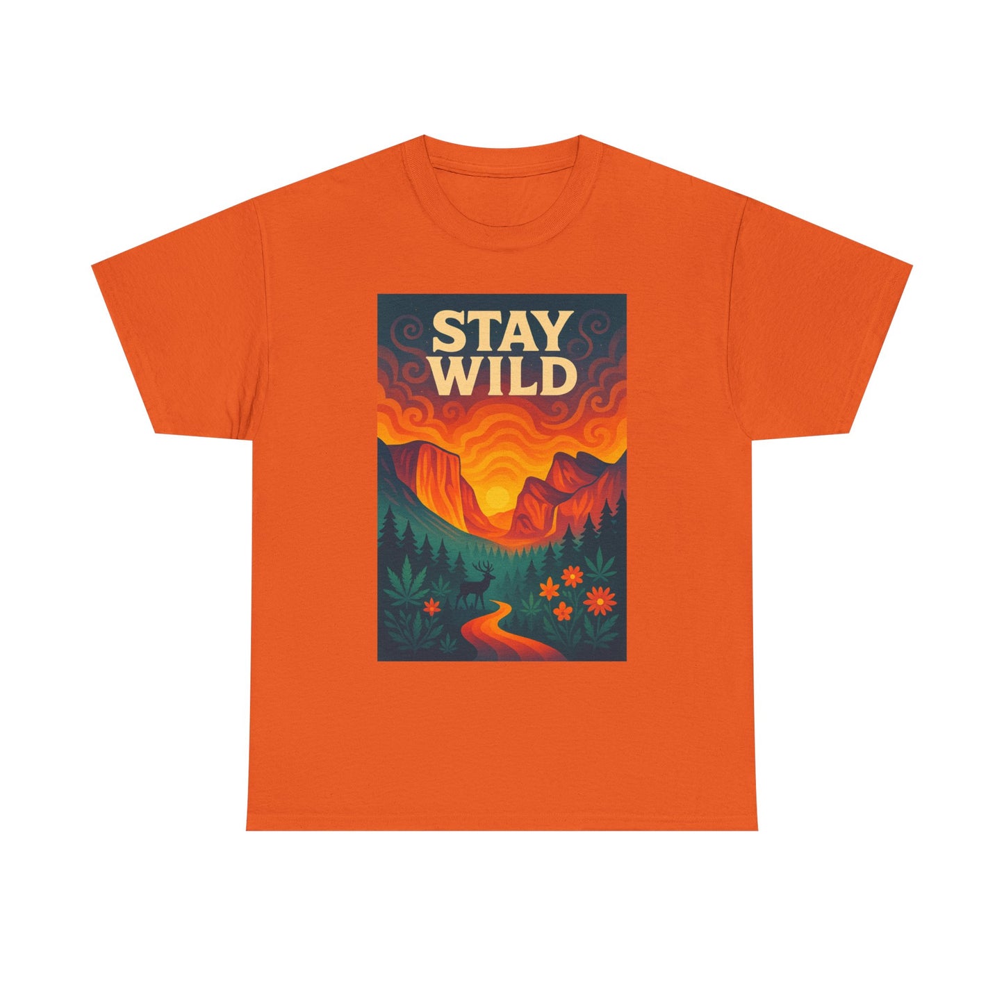 Stay Wild T-Shirt — Vintage Sunset Mountain Graphic Tee