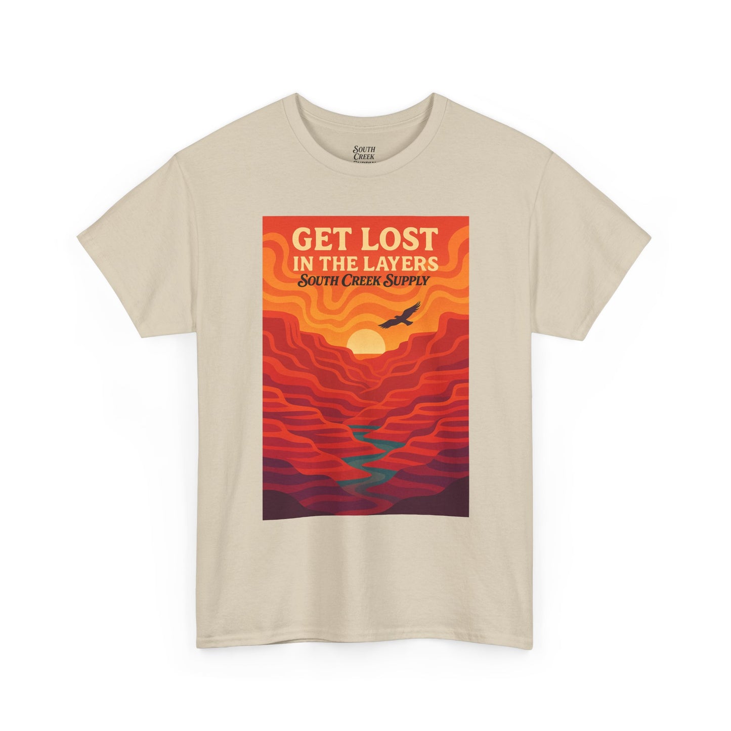 Get Lost in the Layers T-Shirt — Vintage Canyon Sunset Adventure Tee