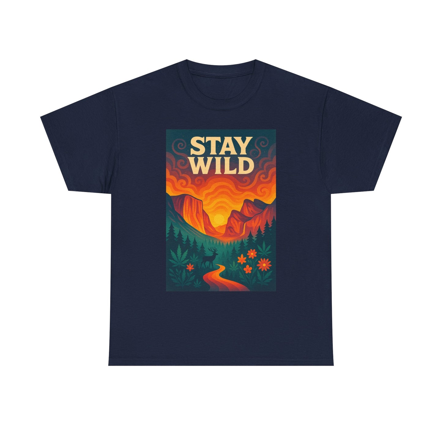 Stay Wild T-Shirt — Vintage Sunset Mountain Graphic Tee