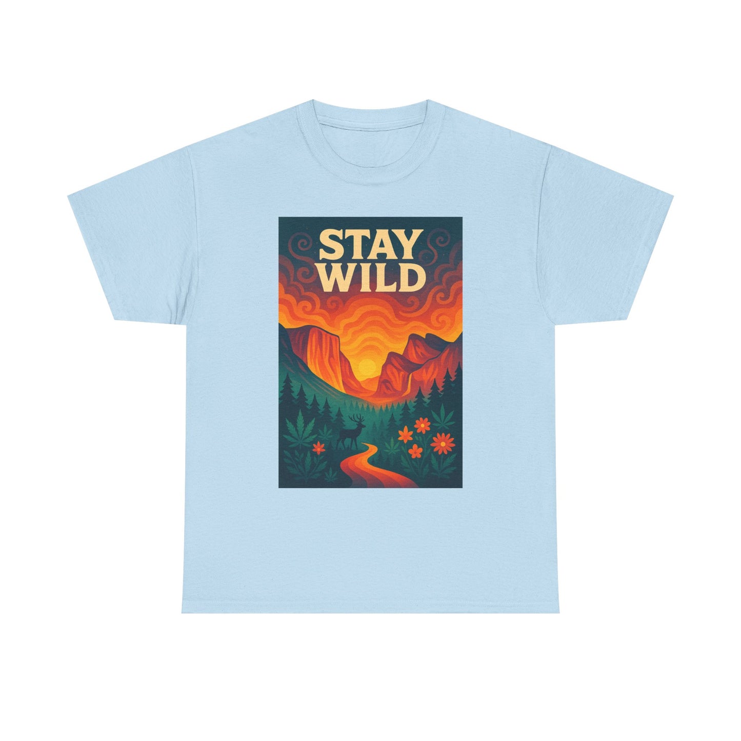 Stay Wild T-Shirt — Vintage Sunset Mountain Graphic Tee