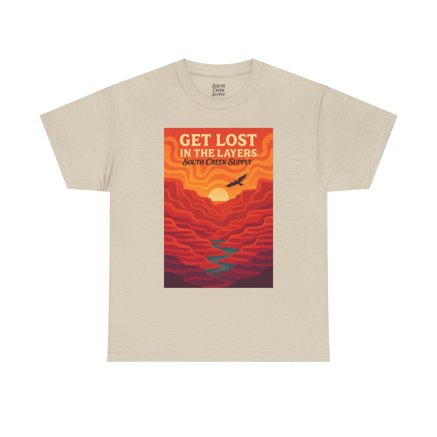 Get Lost in the Layers T-Shirt — Vintage Canyon Sunset Adventure Tee