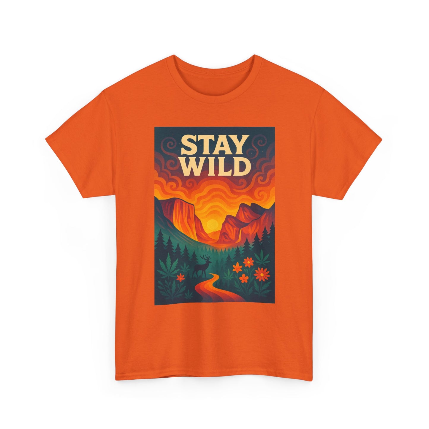 Stay Wild T-Shirt — Vintage Sunset Mountain Graphic Tee