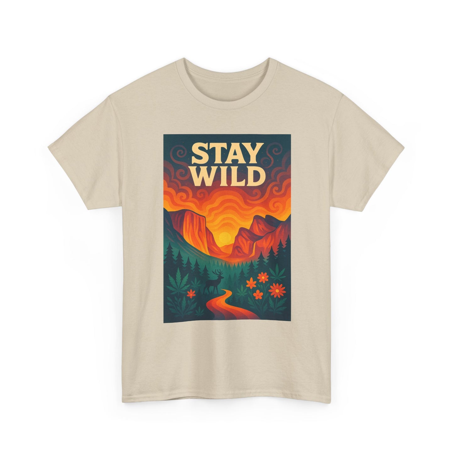 Stay Wild T-Shirt — Vintage Sunset Mountain Graphic Tee