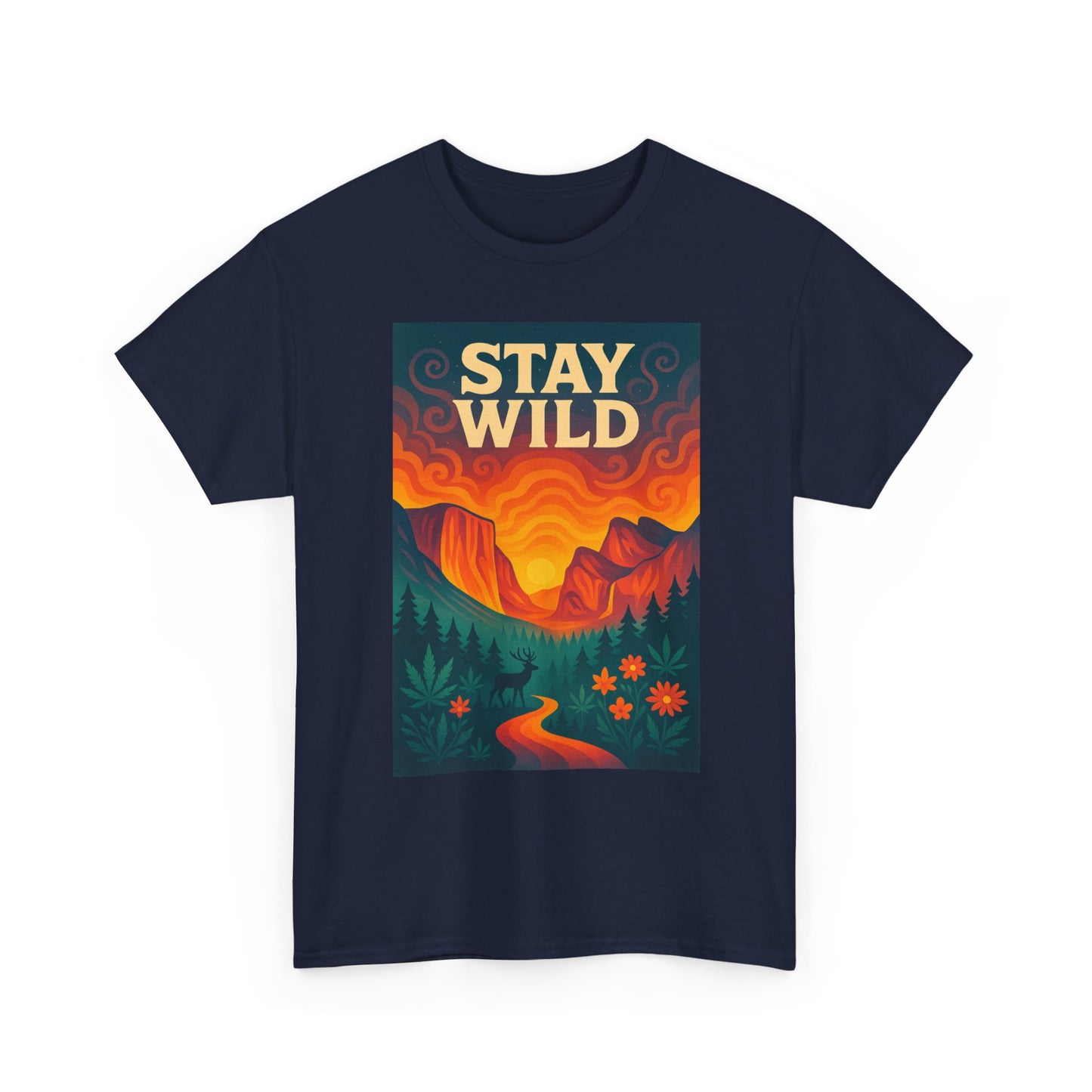 Stay Wild T-Shirt — Vintage Sunset Mountain Graphic Tee