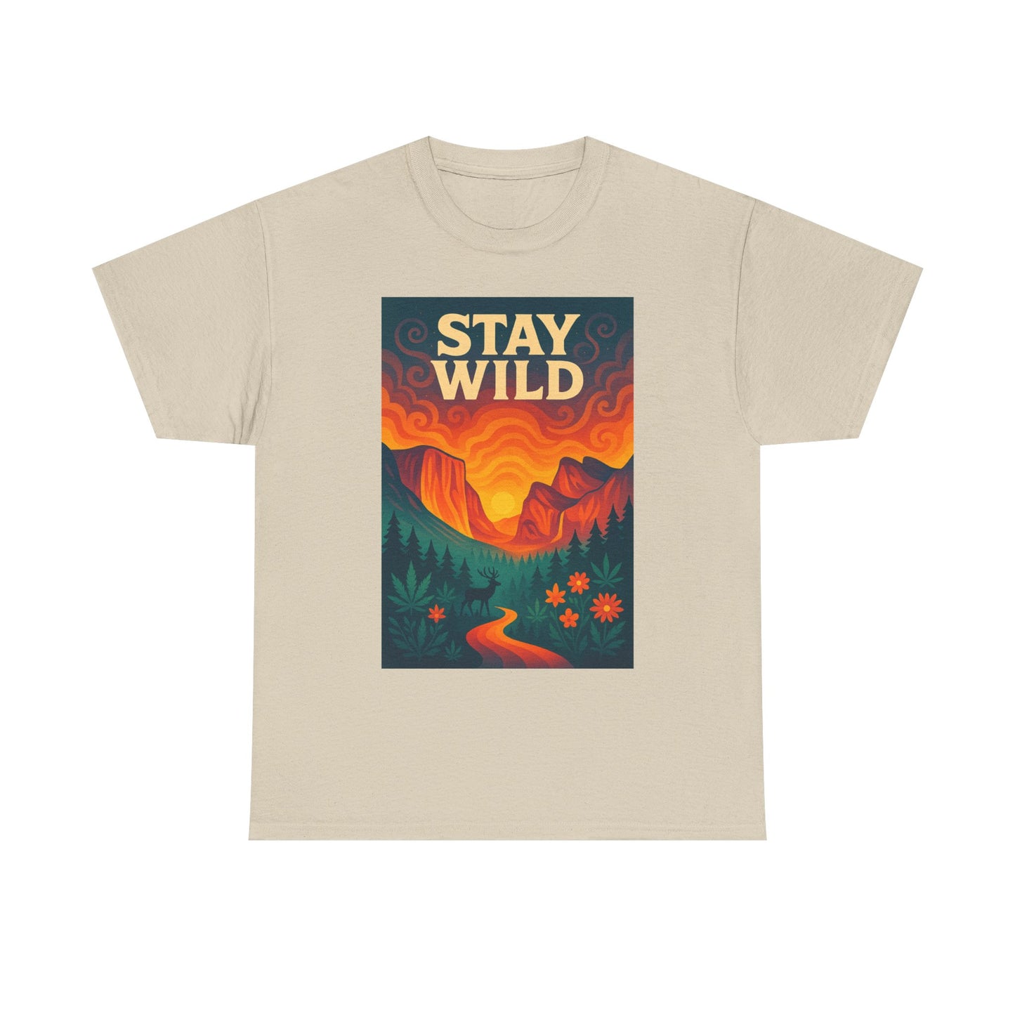 Stay Wild T-Shirt — Vintage Sunset Mountain Graphic Tee