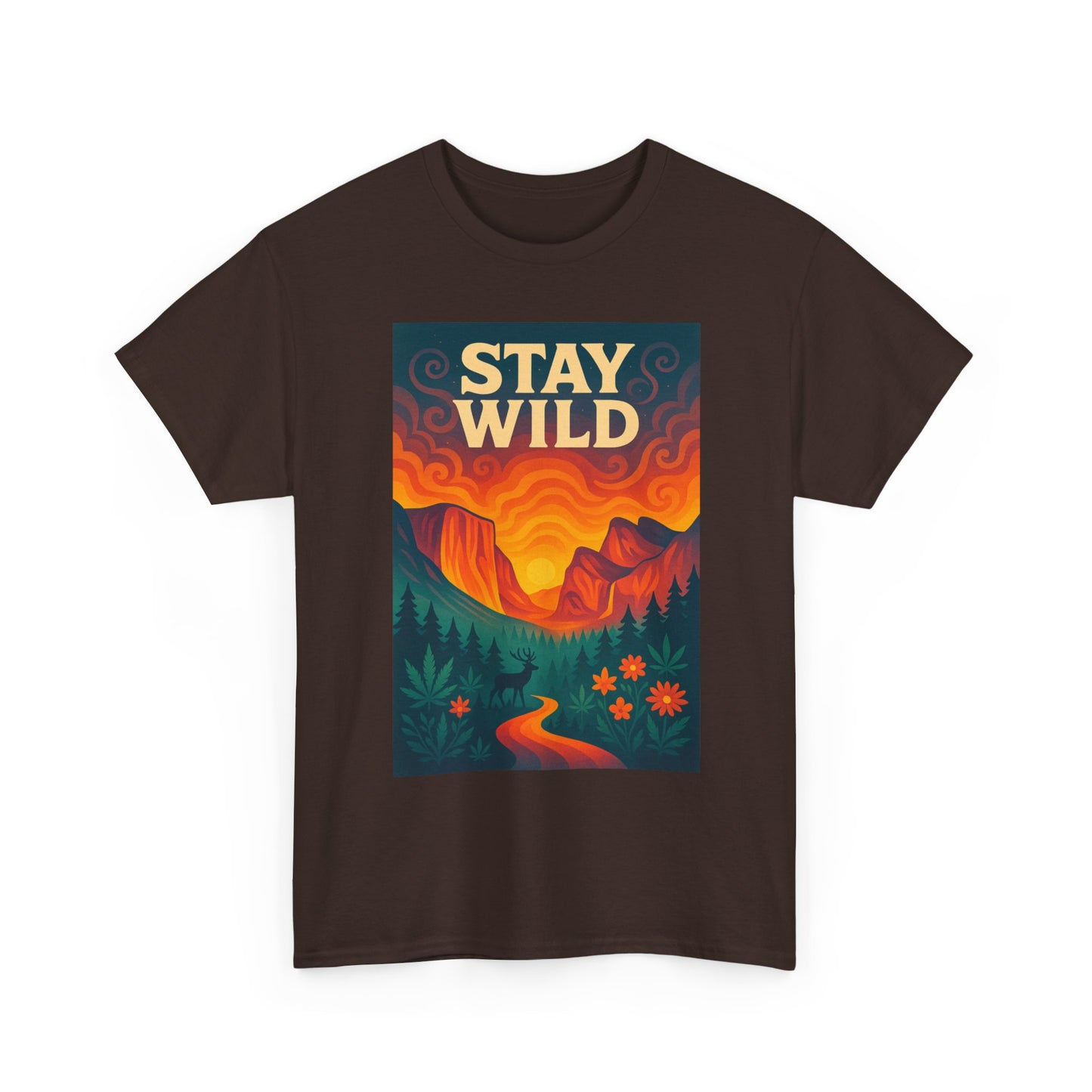Stay Wild T-Shirt — Vintage Sunset Mountain Graphic Tee
