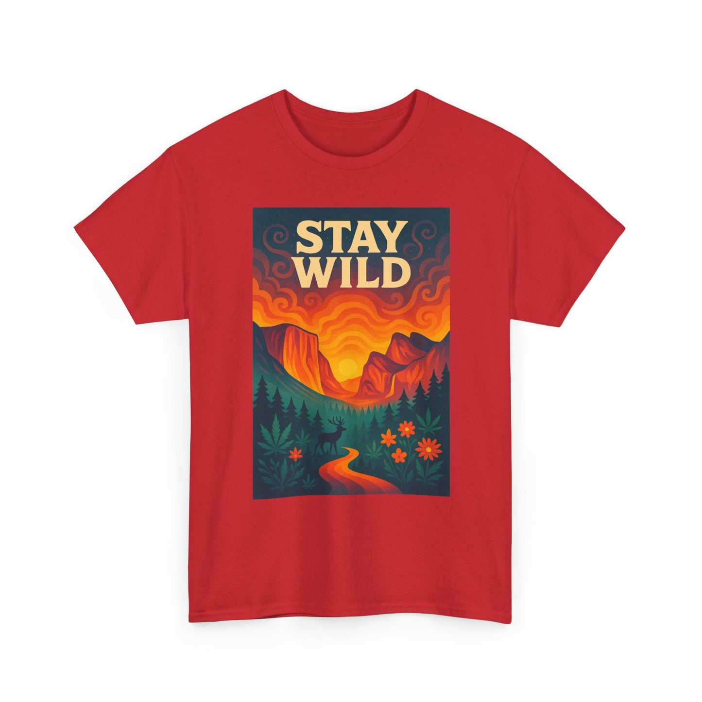 Stay Wild T-Shirt — Vintage Sunset Mountain Graphic Tee
